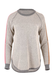 Product shot of the Waffle Lambswool Crew in colour Marl (Grey), from the front