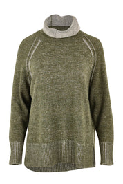 Product shot of the Twoin colourTone Lambswool Rollneck - Olive (Green), from the front