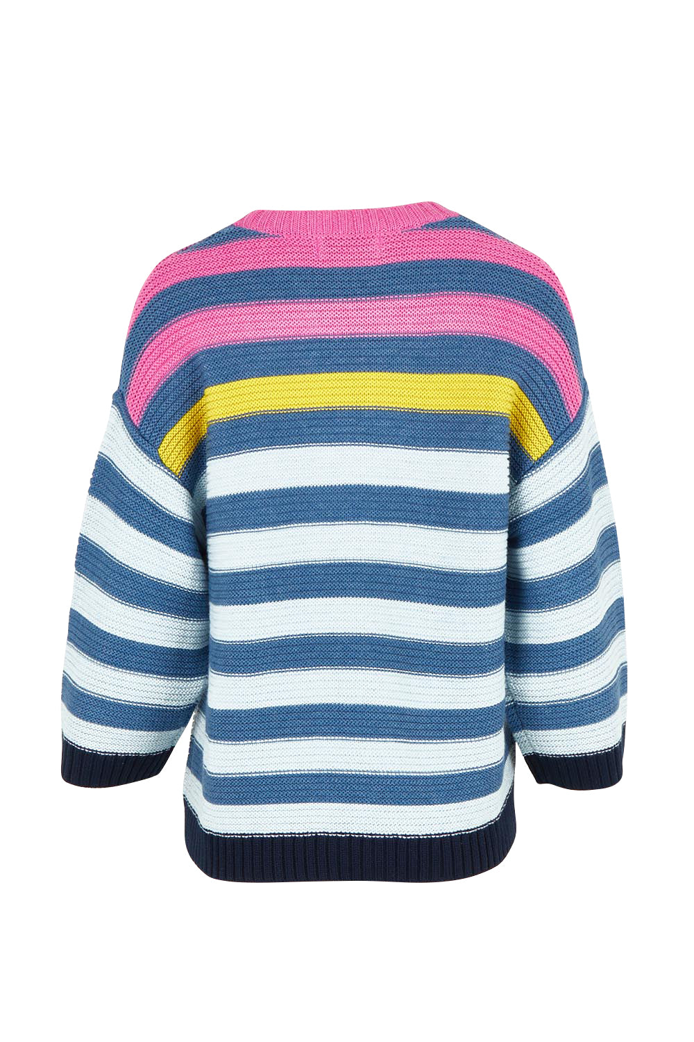 Chunky Stripe Cotton Blend Crew Knit – Steel