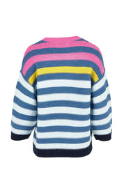 Chunky Stripe Cotton Blend Crew Knit – Steel