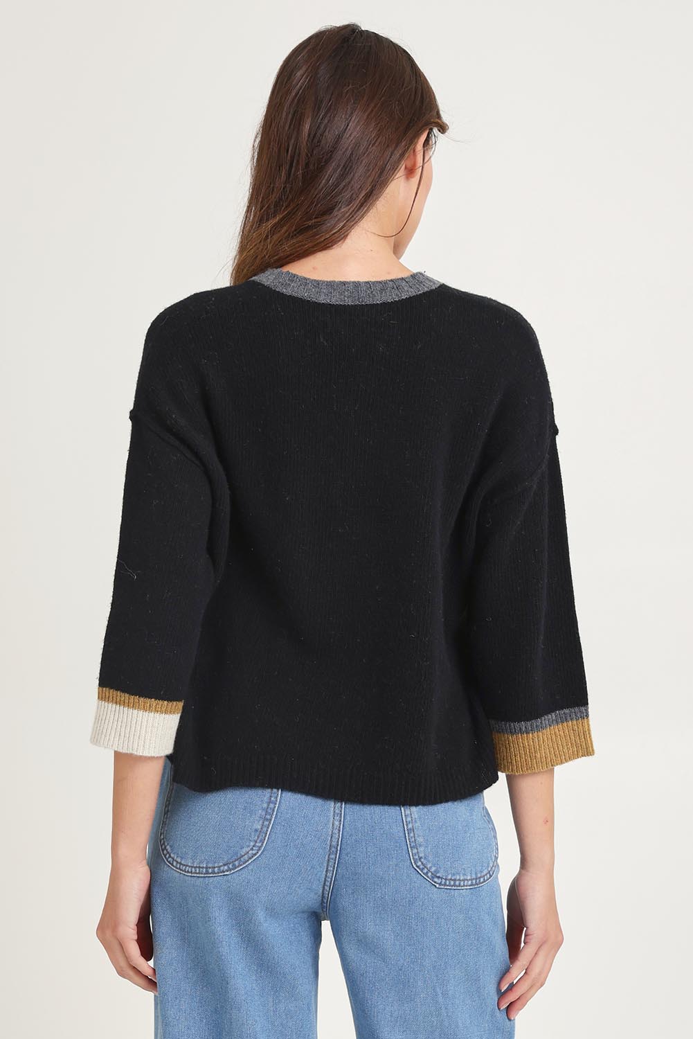 Trim Detail Wool Blend Jumper – Black