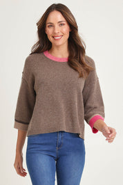Trim Detail Wool Blend Jumper – Rosewood