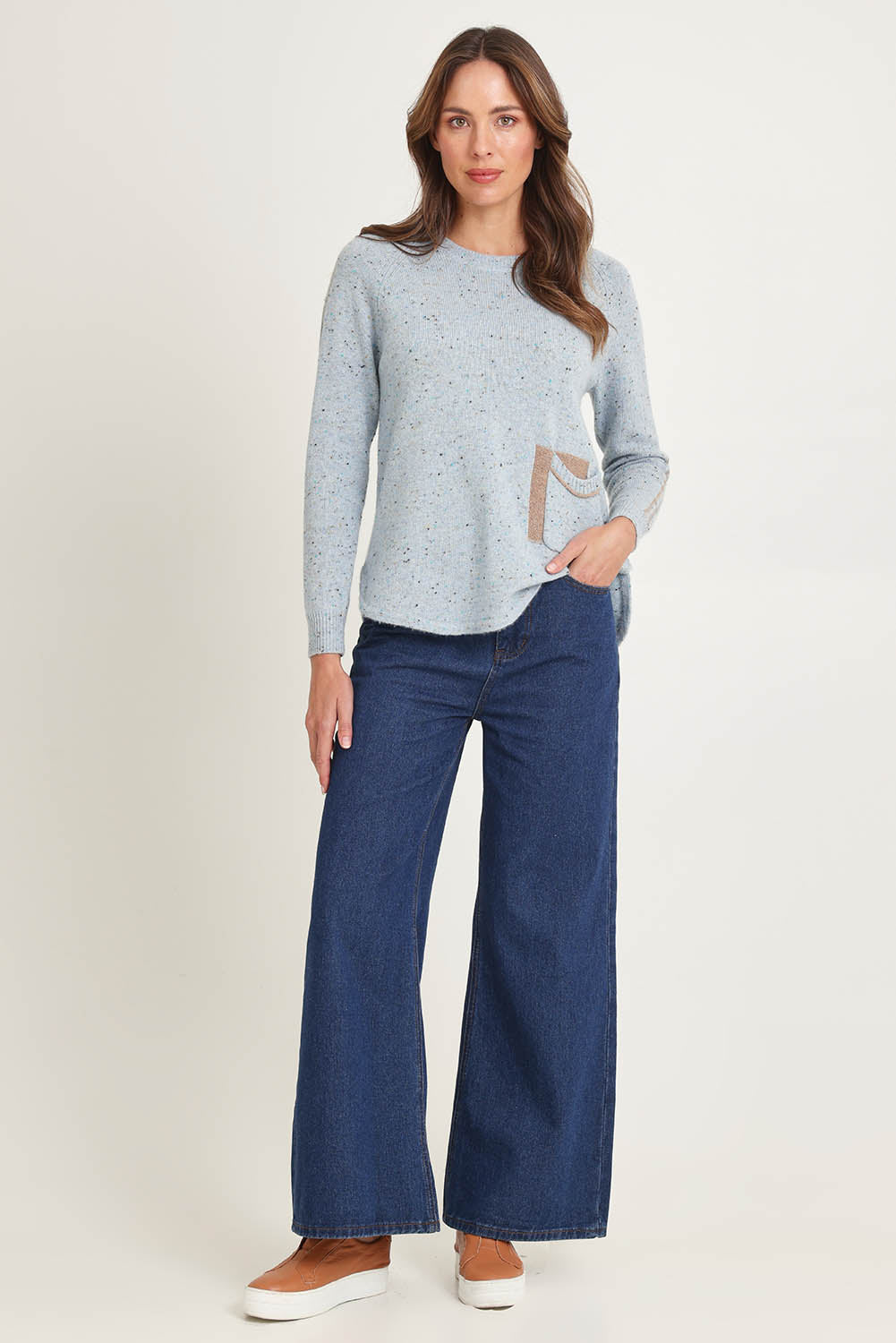 Pocket Detail Wool Blend Jumper – Sky