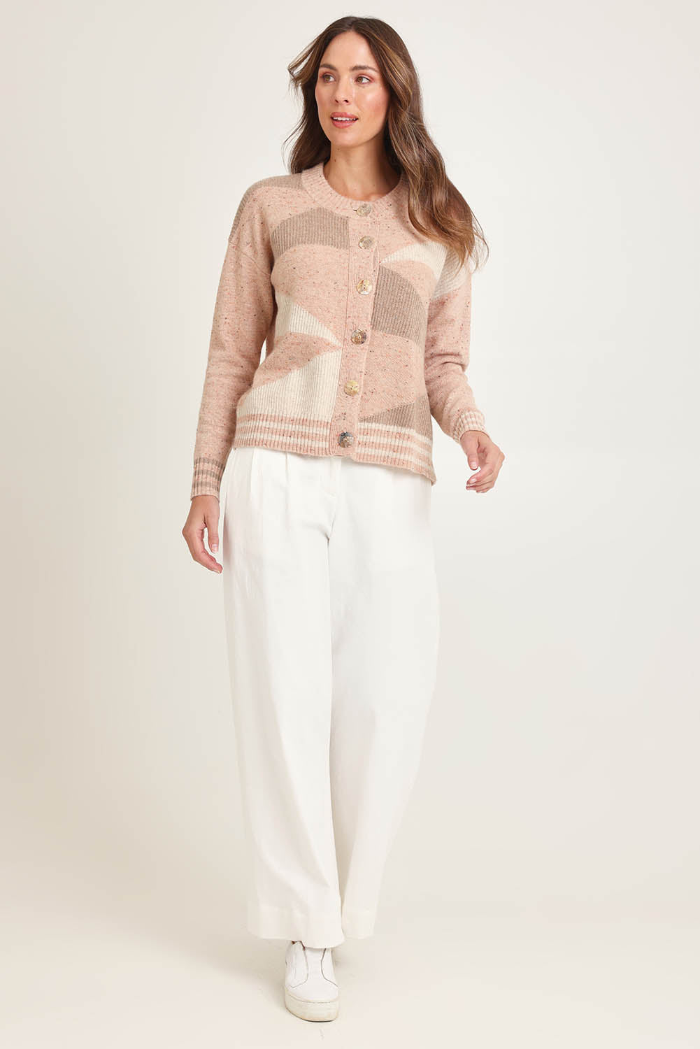 Geo Wool Blend Knit Cardi Cardi – Tawny