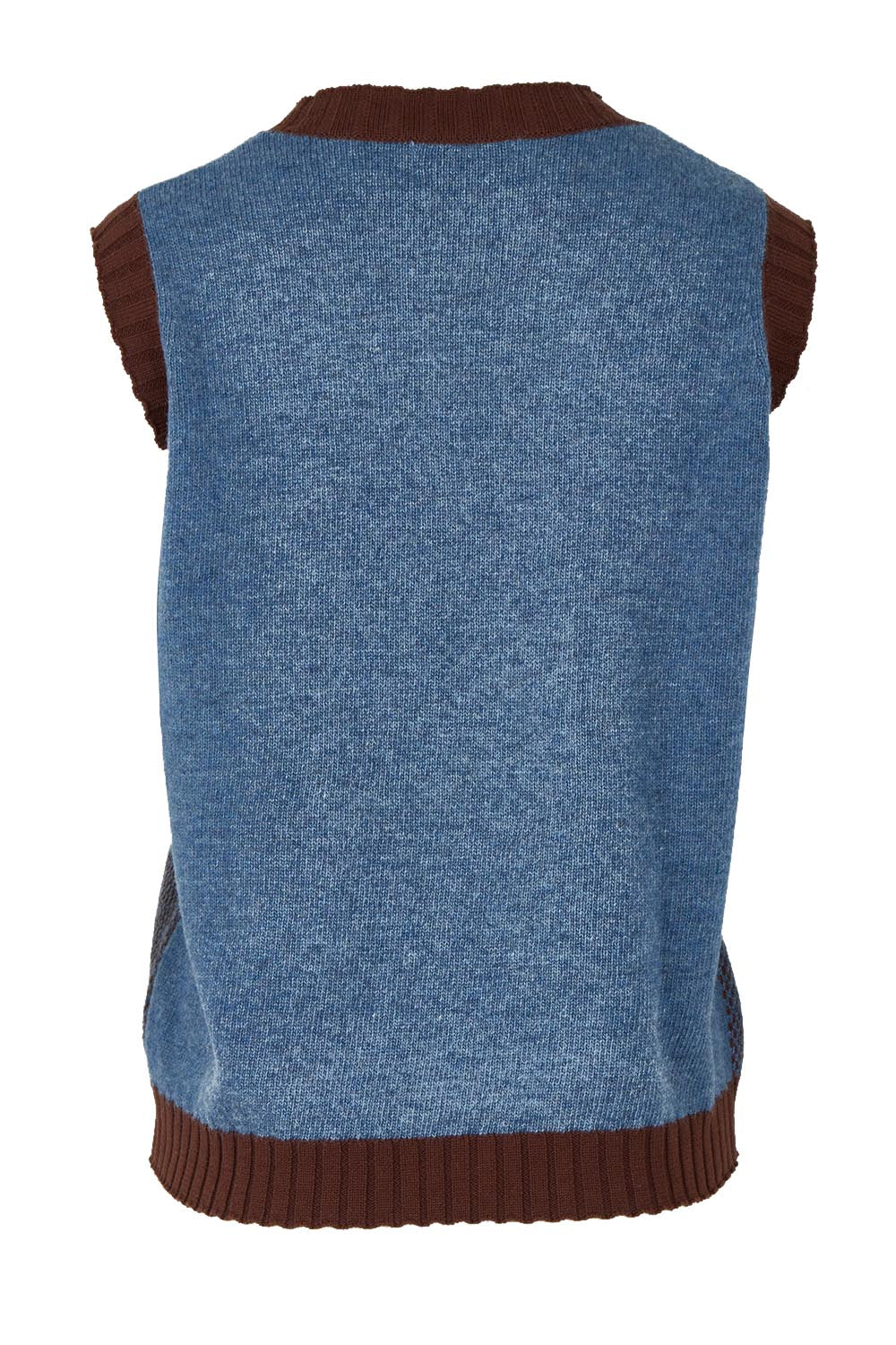Pattern Wool Cotton Blend Vest – Denim