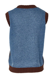Pattern Wool Cotton Blend Vest – Denim
