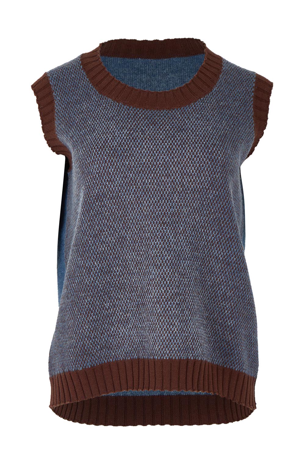 Pattern Wool Cotton Blend Vest – Denim
