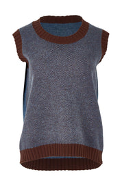 Pattern Wool Cotton Blend Vest – Denim
