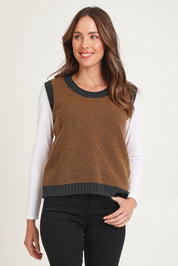 Pattern Wool Cotton Blend Vest – Toffee
