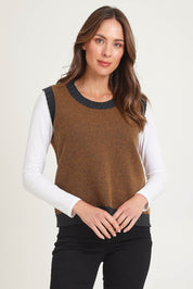 Pattern Wool Cotton Blend Vest – Toffee