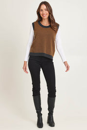 Pattern Wool Cotton Blend Vest – Toffee