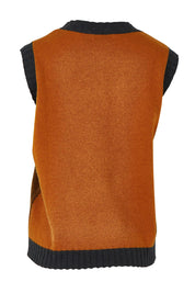 Pattern Wool Cotton Blend Vest – Toffee