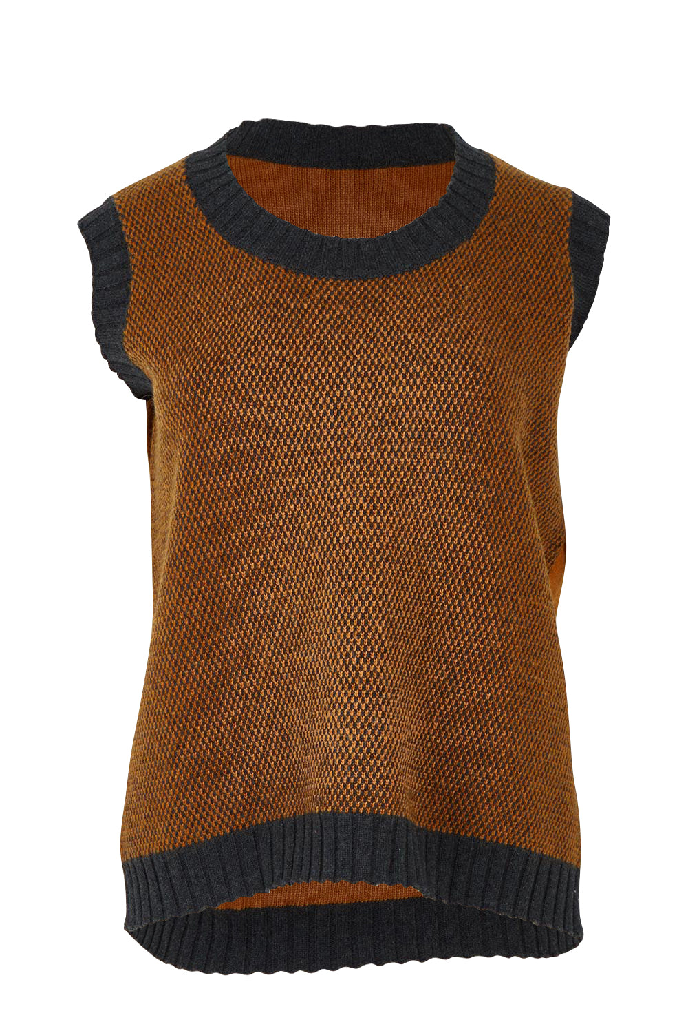 Pattern Wool Cotton Blend Vest – Toffee