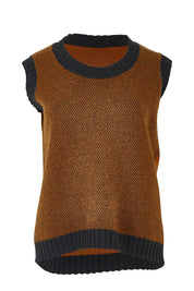 Pattern Wool Cotton Blend Vest – Toffee