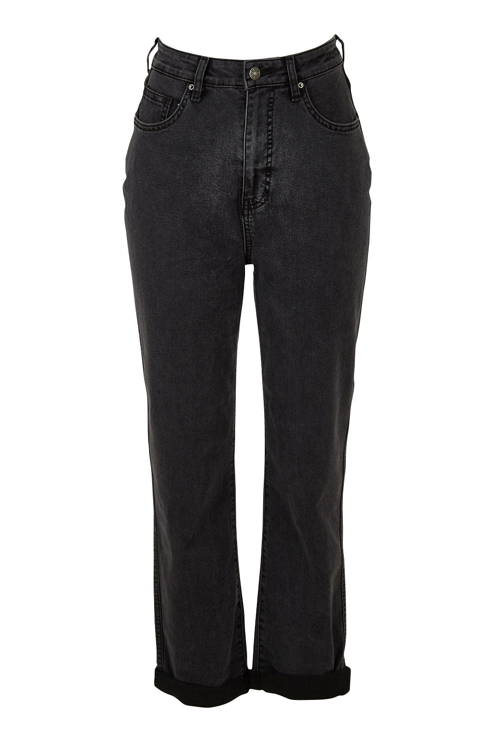 Product shot of the Hi Mom Curve in colour Silvlining (Black), from the front