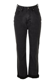 Product shot of the Hi Mom Curve in colour Silvlining (Black), from the front