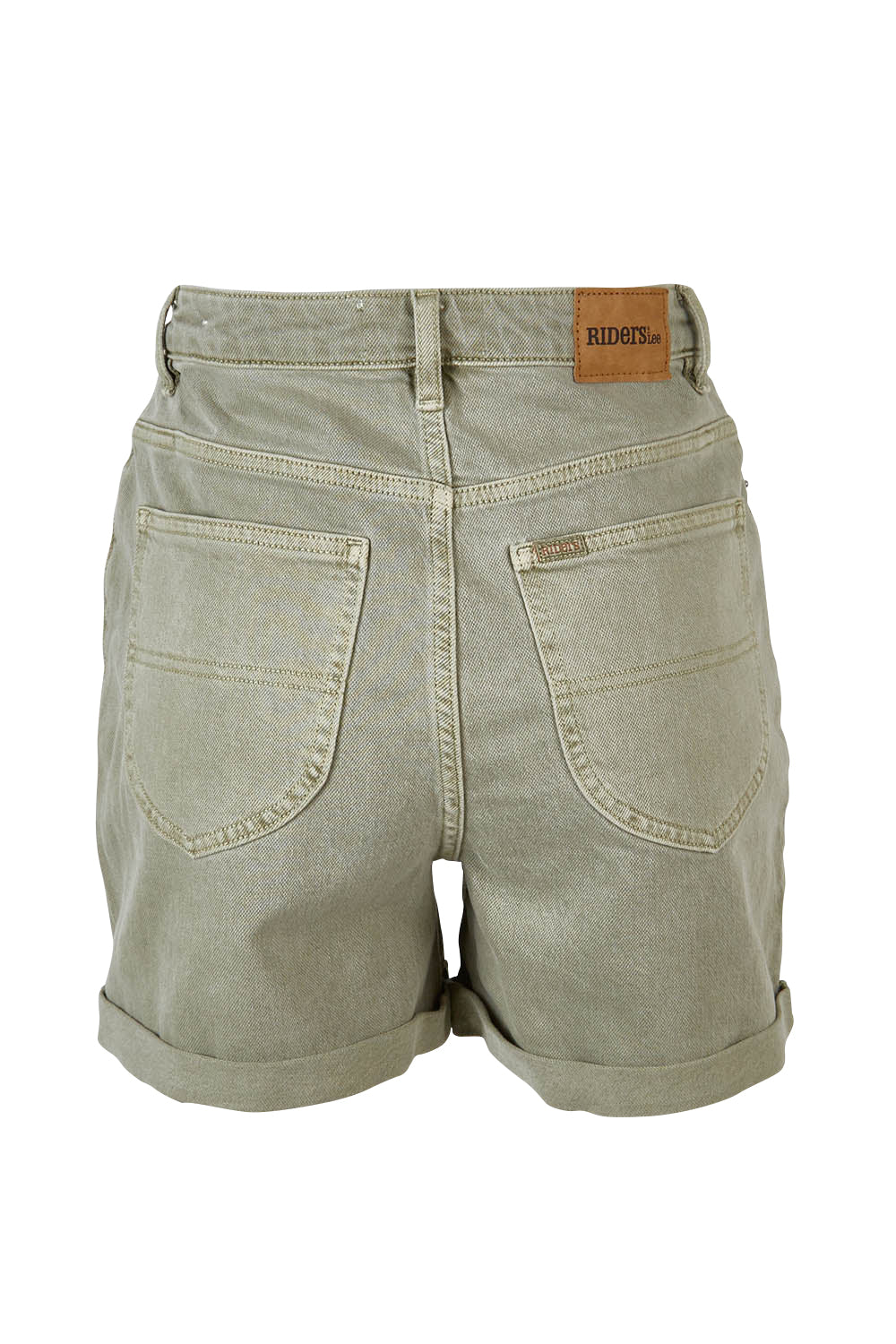 Product shot of the Girlfriend Short in colour Thyme (Green), from the back