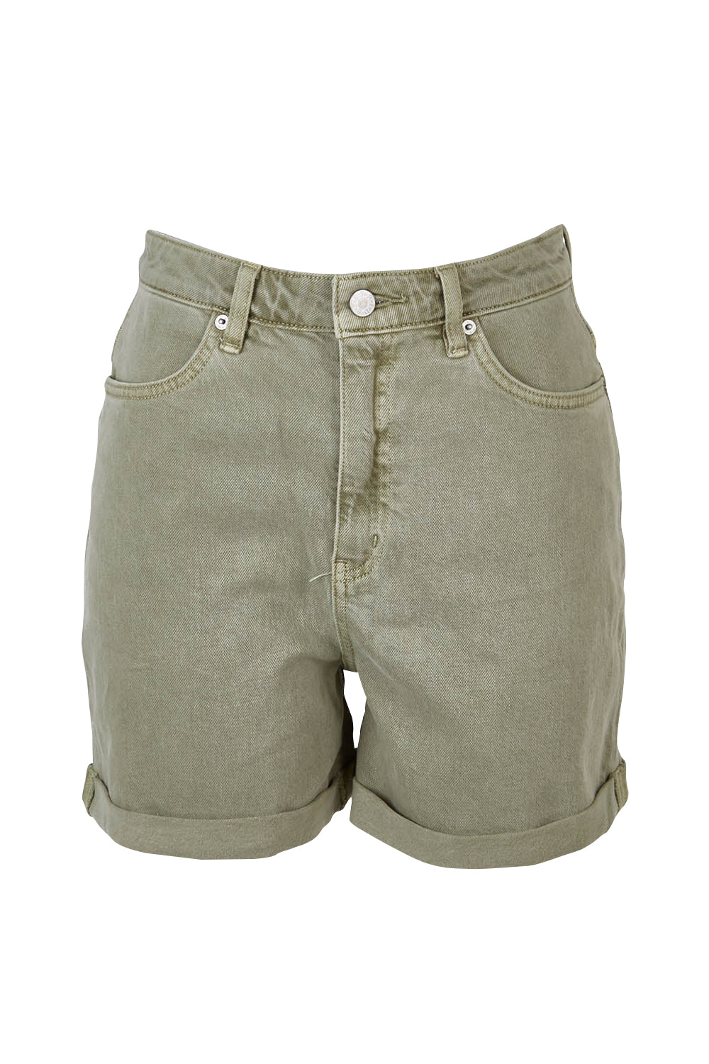 Product shot of the Girlfriend Short in colour Thyme (Green), from the front