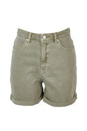 Product shot of the Girlfriend Short in colour Thyme (Green), from the front