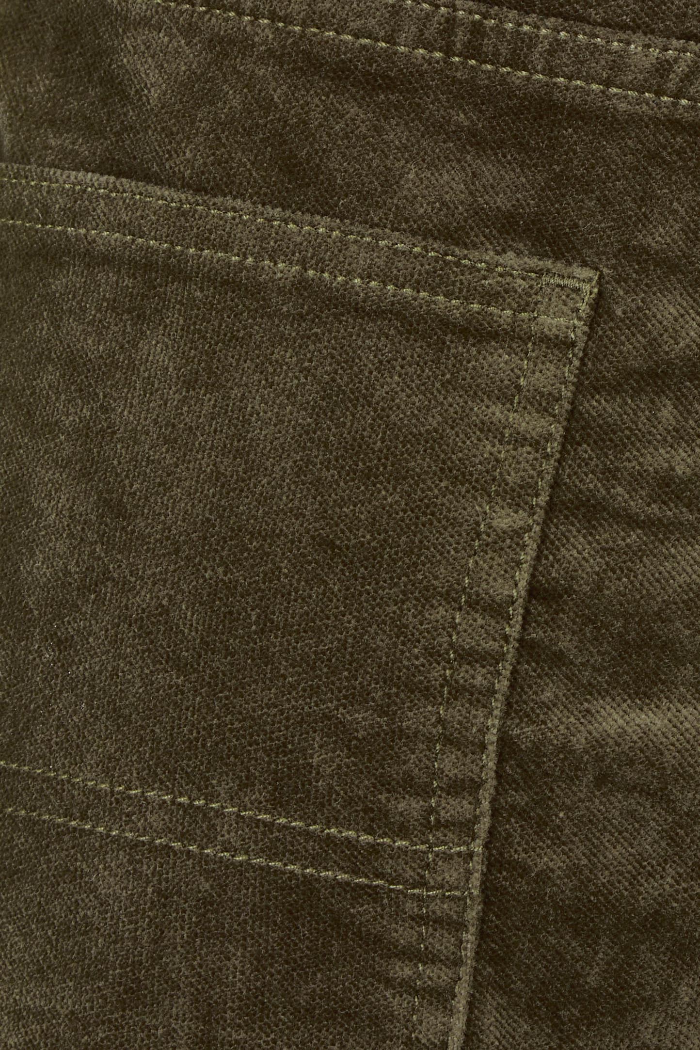 Product shot of the Riders Hi Wide Cord Straigh Leg Pant in colour Deepolive (Green), detail