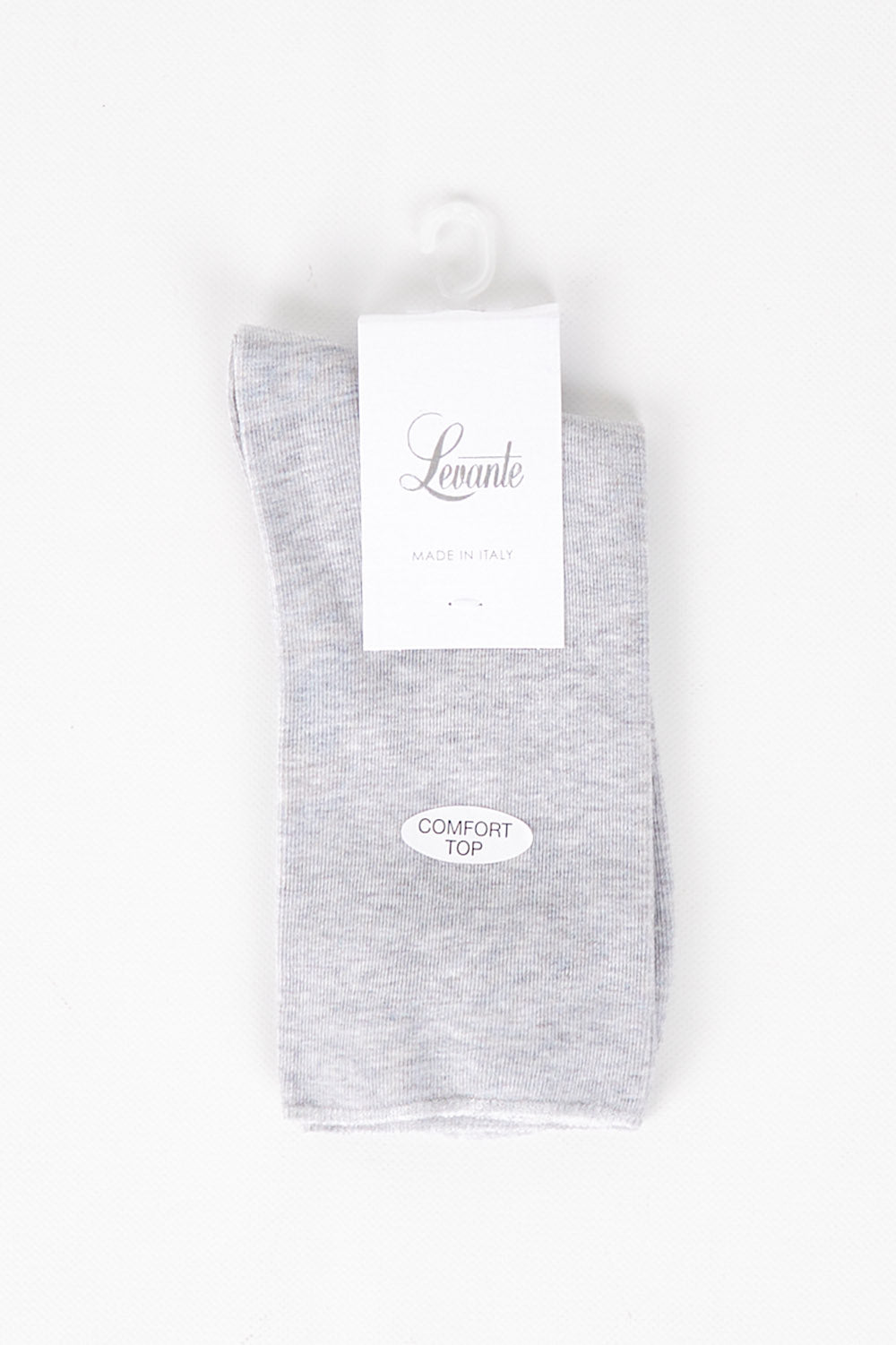 A model wearing size OneSize of the Comfort Top Sock in colour Greymarle (Grey), from the front, showing the whole outfit