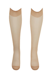 Product shot of the Eclipse Matte Knee High 2 Pack in colour Natural, from the front