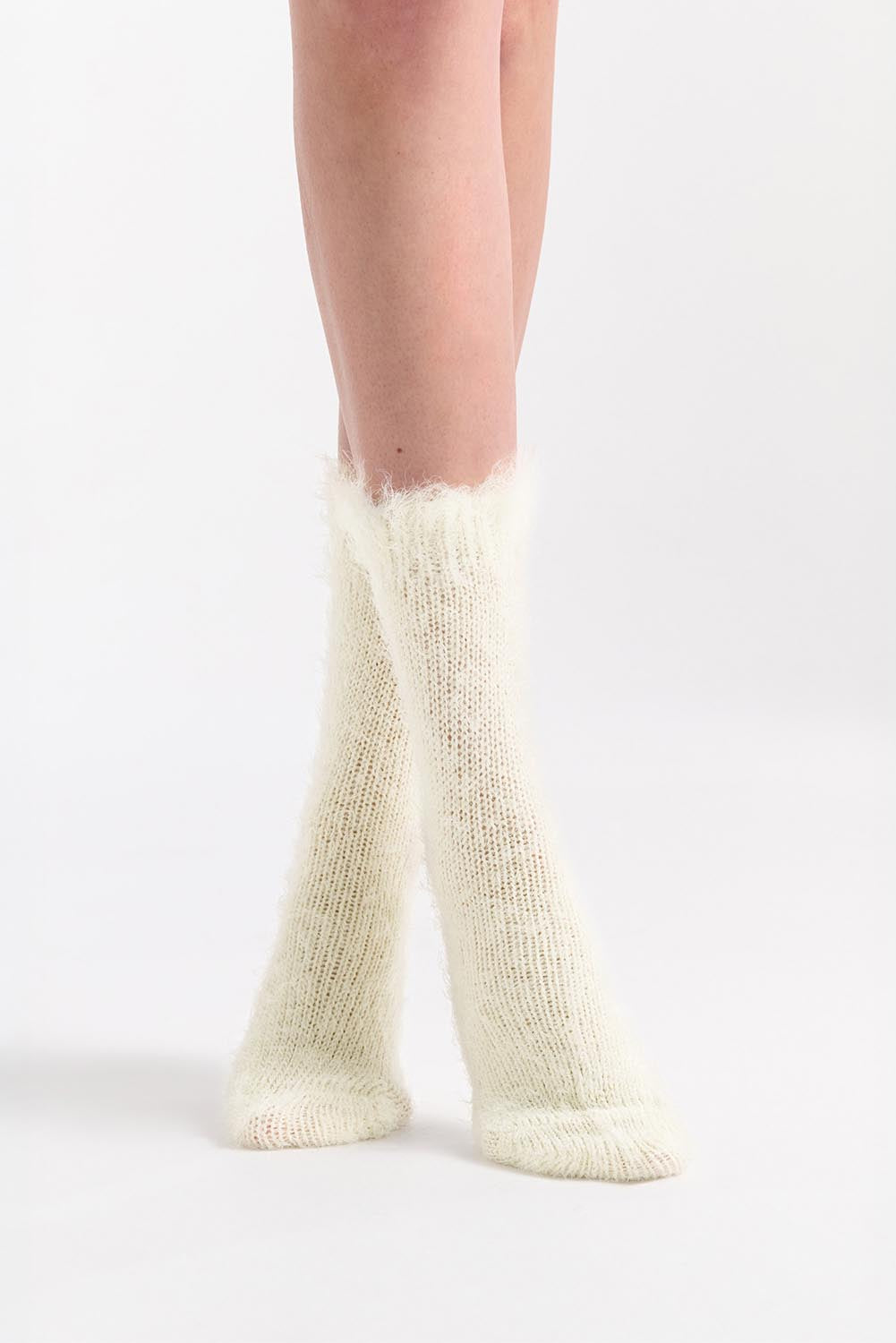 Furry Plush Sock - Cream