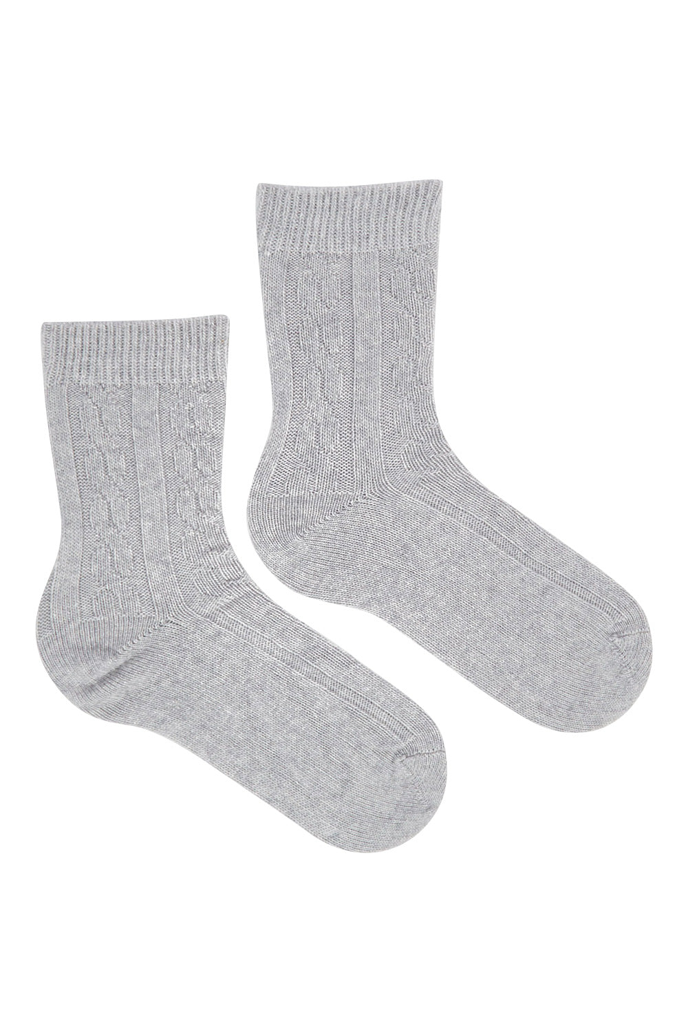 Product shot of the Nina Cable Crew Sock in colour GreyMarle (Grey), from the front