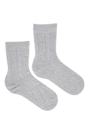 Product shot of the Nina Cable Crew Sock in colour GreyMarle (Grey), from the front