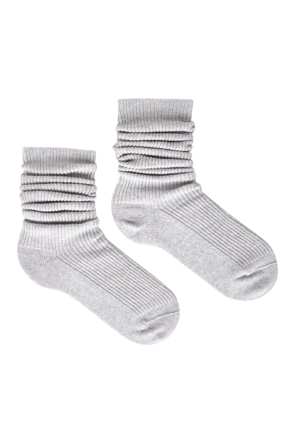 Product shot of the Slouchy Sock in colour Greymarle (Grey), from the front