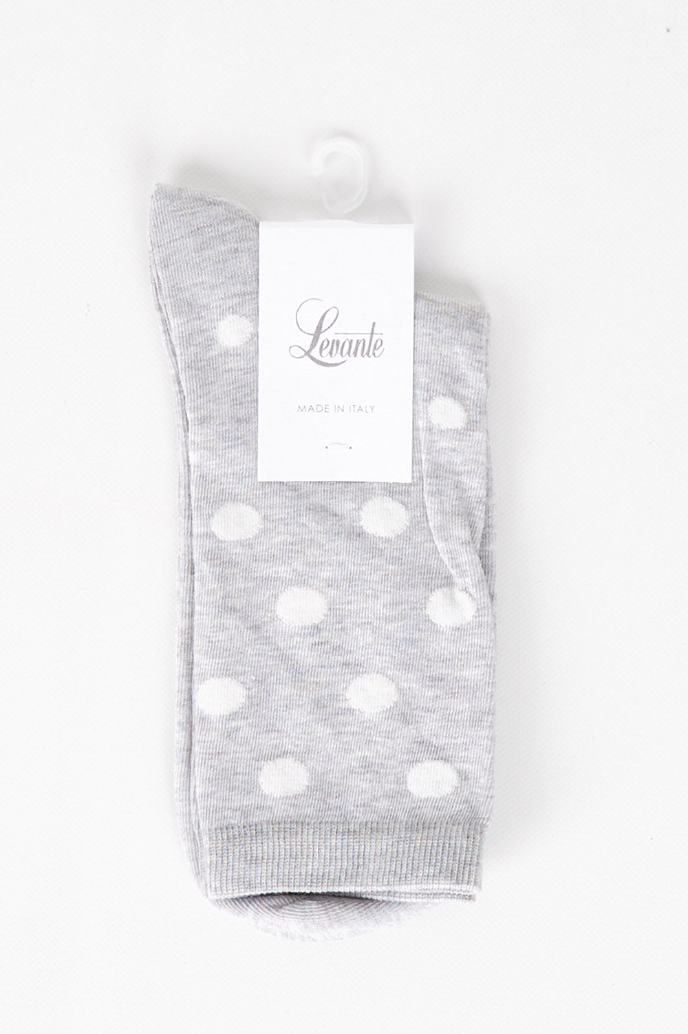 A model wearing size OneSize of the Gigi Spot Sock in colour Greymarle (Grey), from the front, showing the whole outfit