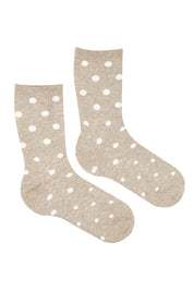 Product shot of the Gigi Spot Sock in colour Oatmeal, from the front