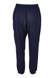 Product shot of the Tetbury Trouser in colour Navy (Blue), from the back