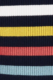 Product shot of the Stripe Ribbed Crew Neck Jumper in colour Ochre (Black), detail