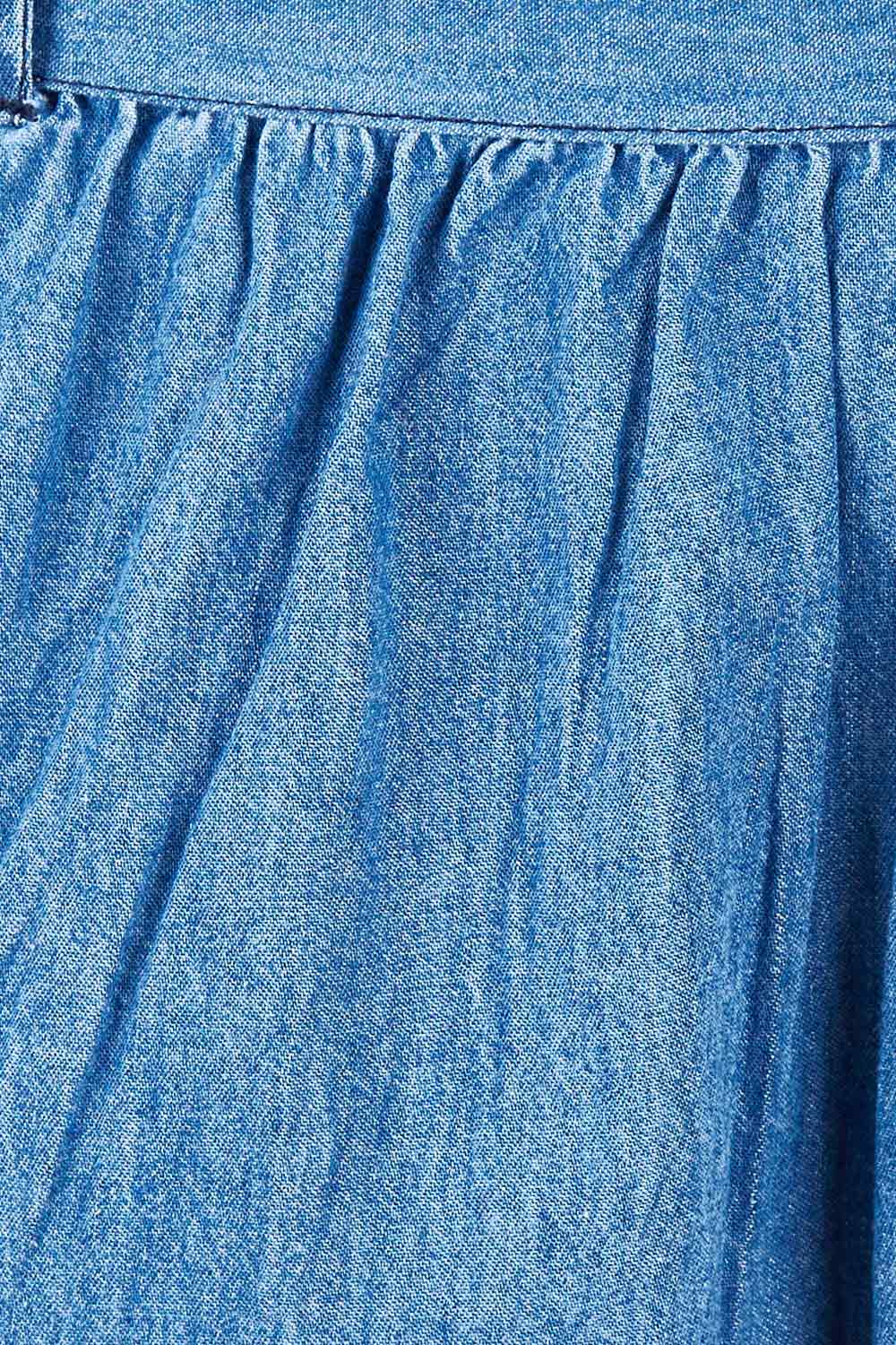 Product shot of the Cowslip Skirt in colour Denim (Blue), detail