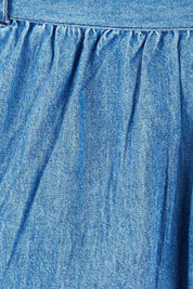 Product shot of the Cowslip Skirt in colour Denim (Blue), detail