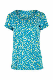 Product shot of the Cockles Tee in colour Teal (Blue), from the front