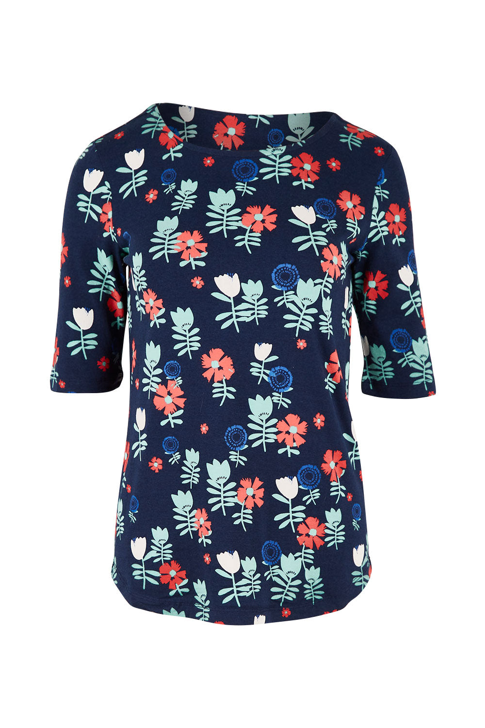 Product shot of the Rockpool Top in colour Navy (Blue), from the front