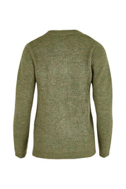 Product shot of the Cosy Cardi in colour Khaki (Green), from the back