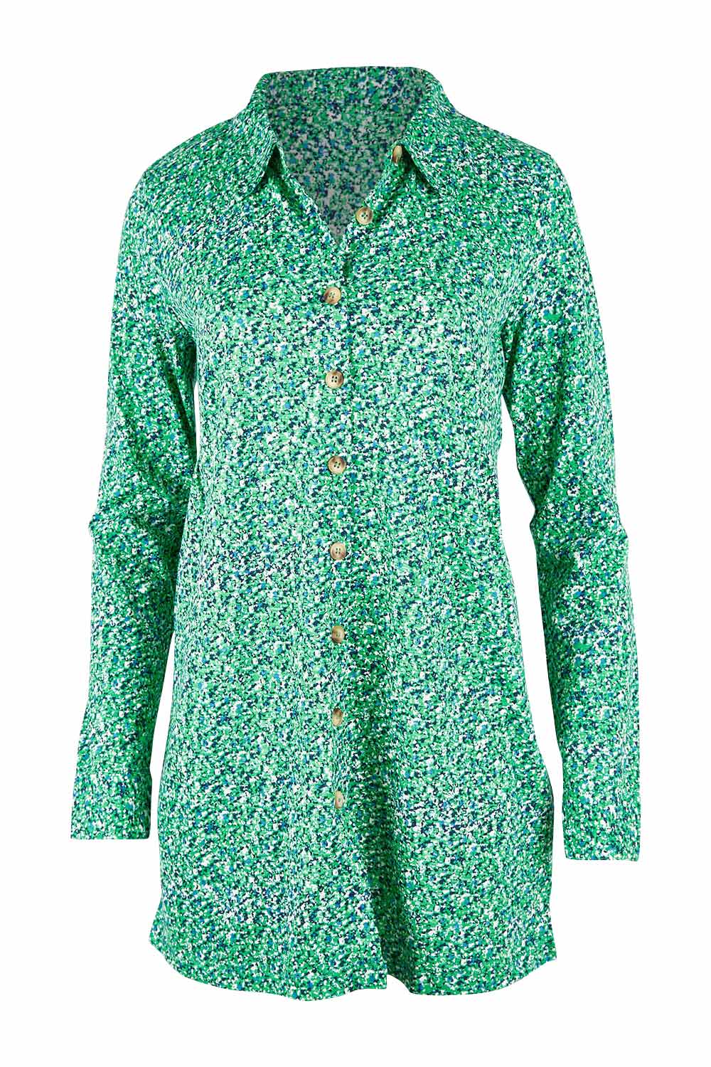 Product shot of the Grange Tunic in colour Bgreen (Green), from the front