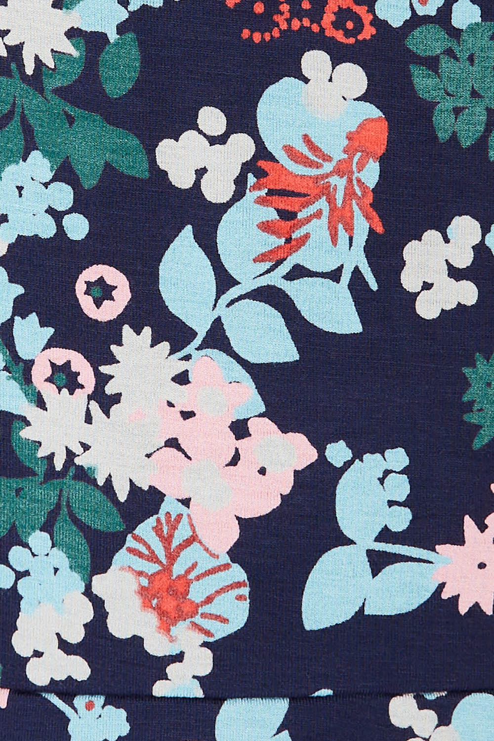 Product shot of the Jersey Swing Dress in colour Folkfloral (Blue), detail