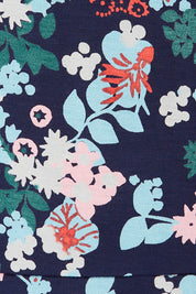 Product shot of the Jersey Swing Dress in colour Folkfloral (Blue), detail