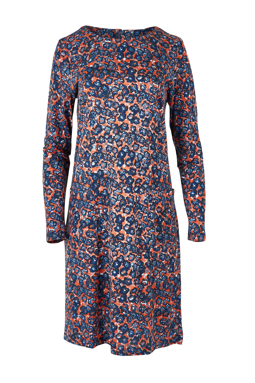 Product shot of the Maisemore Dress in colour Floret (Blue), from the front
