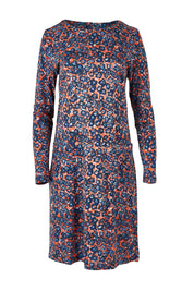 Product shot of the Maisemore Dress in colour Floret (Blue), from the front