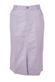 Product shot of the Rosanna Skirt in colour Lavender (Purple), from the front