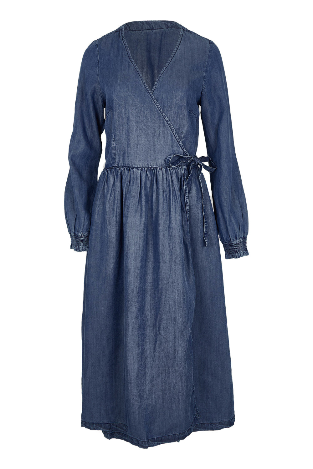Product shot of the Christine Tencel Dress in colour Blue (Blue), from the front