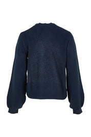 Product shot of the Helene Cardigan in colour Navy (Blue), from the back