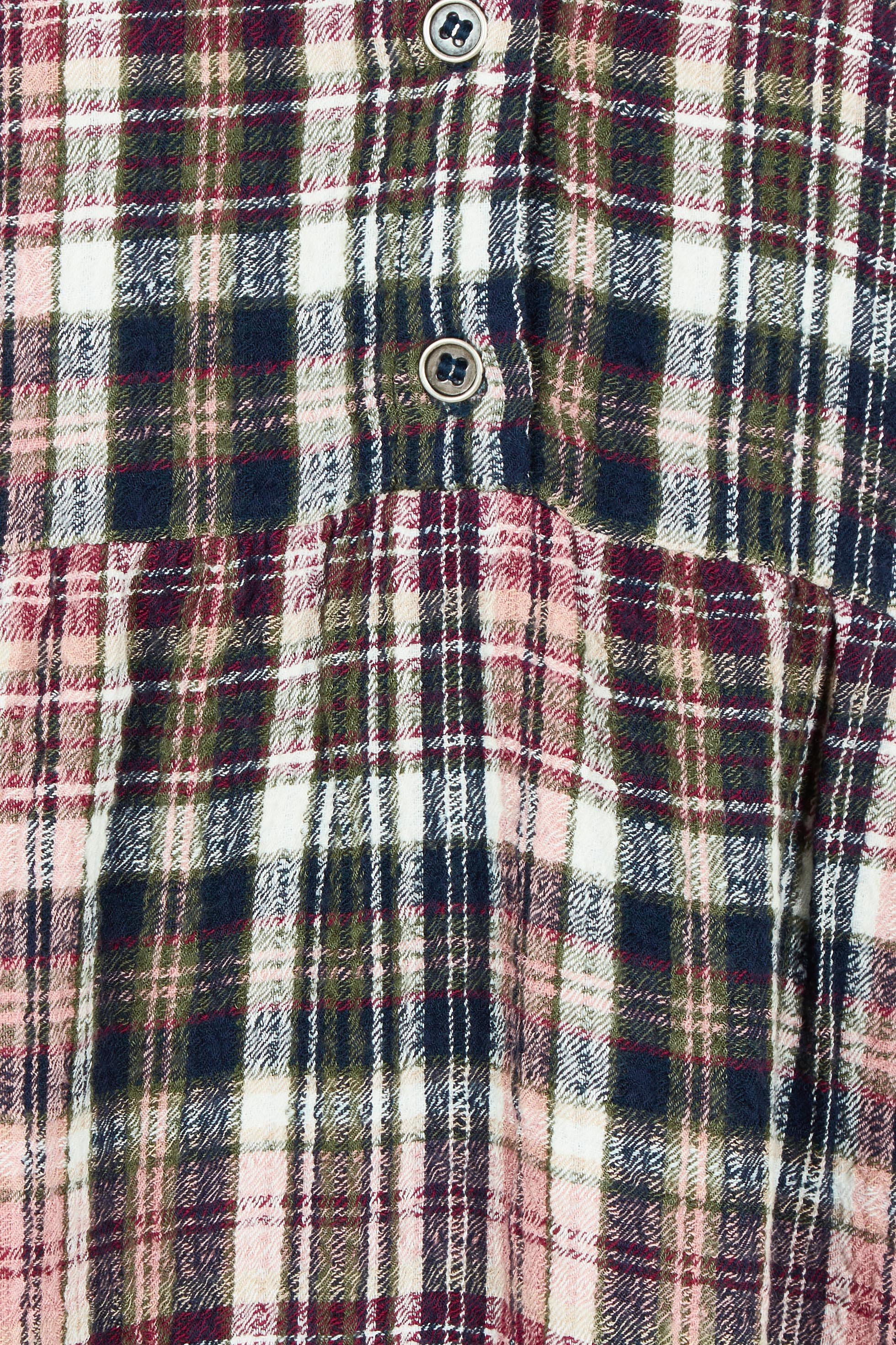 Product shot of the Ellington Check Dress in colour Mulberry (Red), detail