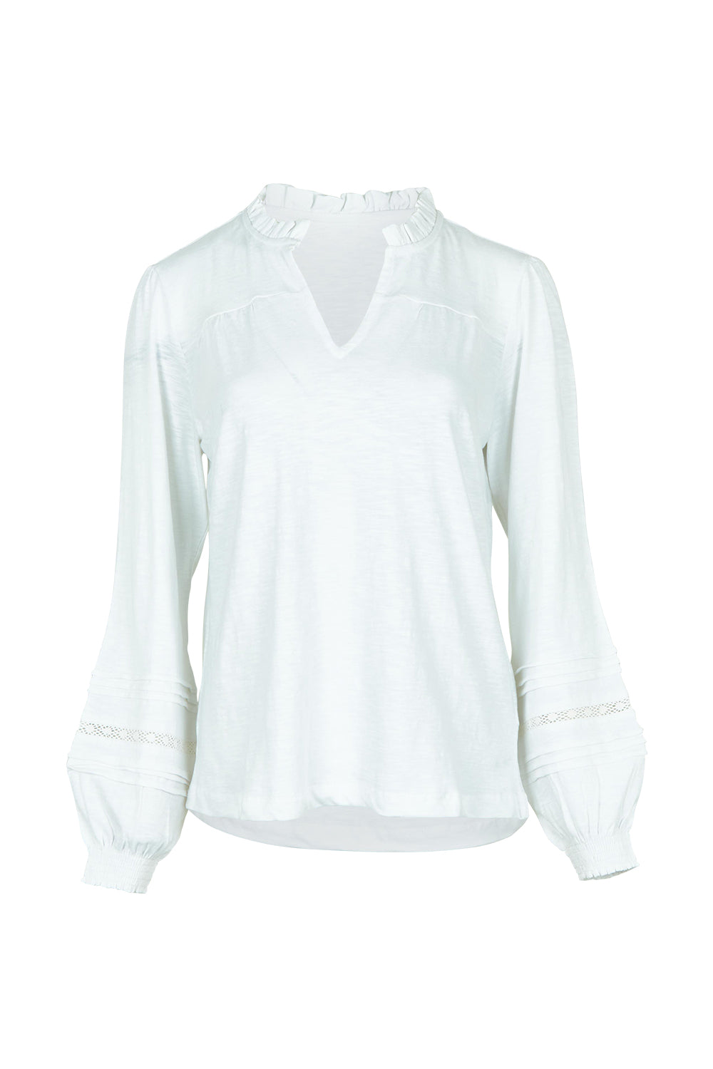 Product shot of the Bette Cotton Top in colour White (White), from the front
