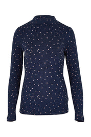 Product shot of the Ruth Turtle Neck Top Paintbrush in colour Navy (Blue), from the front